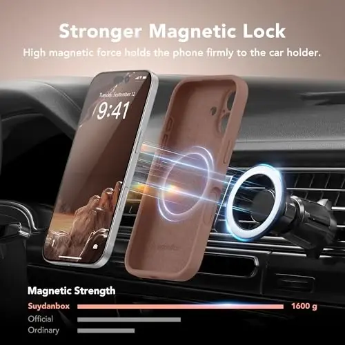 SuydanBox Magnetic for iPhone 16 Case, Compatible with MagSafe, [Screen Protector + Full Camera Protection], Silicone Shockproof Anti-Scratch Protective Phone Case for iPhone 16 6.1