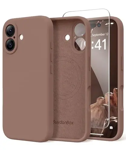 SuydanBox Magnetic for iPhone 16 Case, Compatible with MagSafe, [Screen Protector + Full Camera Protection], Silicone Shockproof Anti-Scratch Protective Phone Case for iPhone 16 6.1