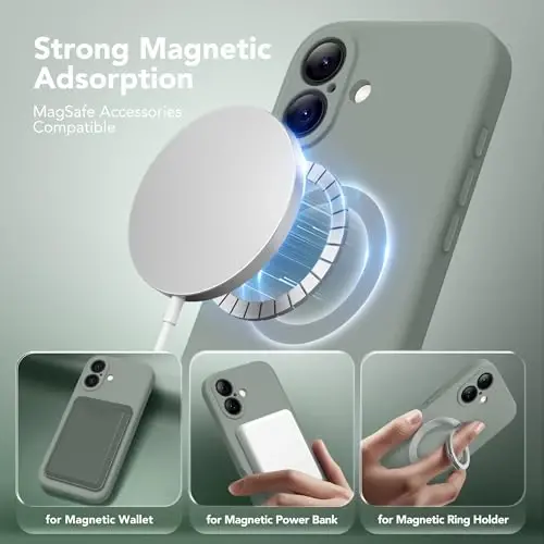 SuydanBox Magnetic for iPhone 16 Case, Compatible with MagSafe, [Screen Protector + Full Camera Protection], Silicone Shockproof Anti-Scratch Protective Phone Case for iPhone 16 6.1