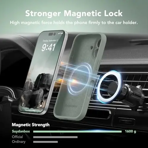 SuydanBox Magnetic for iPhone 16 Case, Compatible with MagSafe, [Screen Protector + Full Camera Protection], Silicone Shockproof Anti-Scratch Protective Phone Case for iPhone 16 6.1