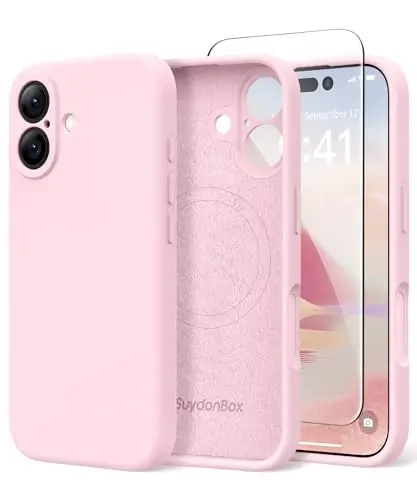 SuydanBox Magnetic for iPhone 16 Case, Compatible with MagSafe, [Screen Protector + Full Camera Protection], Silicone Shockproof Anti-Scratch Protective Phone Case for iPhone 16 6.1