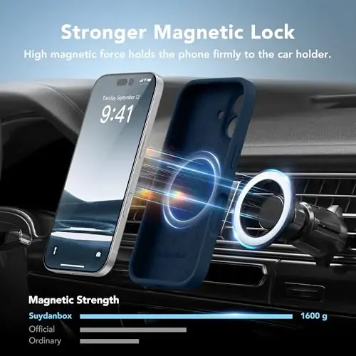 SuydanBox Magnetic for iPhone 16 Case, Compatible with MagSafe, [Screen Protector + Full Camera Protection], Silicone Shockproof Anti-Scratch Protective Phone Case for iPhone 16 6.1