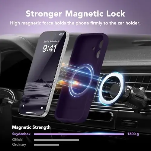 SuydanBox Magnetic for iPhone 16 Case, Compatible with MagSafe, [Screen Protector + Full Camera Protection], Silicone Shockproof Anti-Scratch Protective Phone Case for iPhone 16 6.1