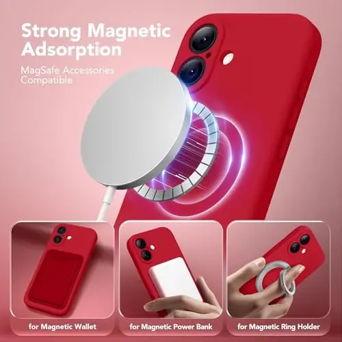 SuydanBox Magnetic for iPhone 16 Case, Compatible with MagSafe, [Screen Protector + Full Camera Protection], Silicone Shockproof Anti-Scratch Protective Phone Case for iPhone 16 6.1