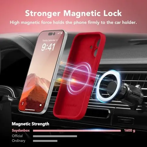 SuydanBox Magnetic for iPhone 16 Case, Compatible with MagSafe, [Screen Protector + Full Camera Protection], Silicone Shockproof Anti-Scratch Protective Phone Case for iPhone 16 6.1