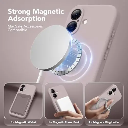 SuydanBox Magnetic for iPhone 16 Case, Compatible with MagSafe, [Screen Protector + Full Camera Protection], Silicone Shockproof Anti-Scratch Protective Phone Case for iPhone 16 6.1
