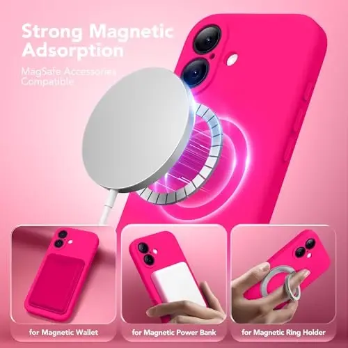 SuydanBox Magnetic for iPhone 16 Case, Compatible with MagSafe, [Screen Protector + Full Camera Protection], Silicone Shockproof Anti-Scratch Protective Phone Case for iPhone 16 6.1