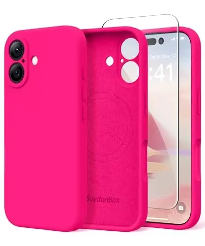 SuydanBox Magnetic for iPhone 16 Case, Compatible with MagSafe, [Screen Protector + Full Camera Protection], Silicone Shockproof Anti-Scratch Protective Phone Case for iPhone 16 6.1