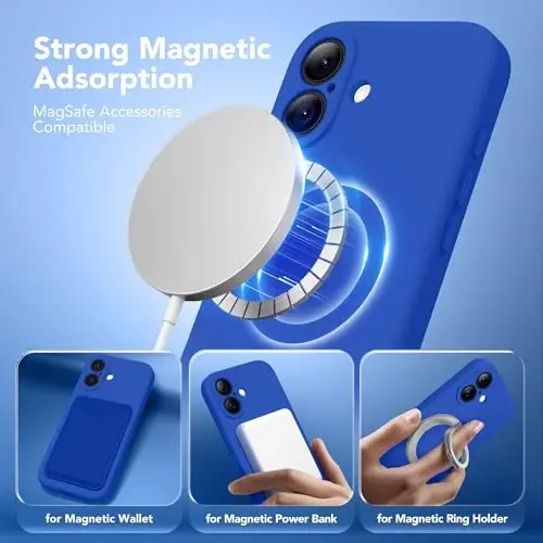 SuydanBox Magnetic for iPhone 16 Case, Compatible with MagSafe, [Screen Protector + Full Camera Protection], Silicone Shockproof Anti-Scratch Protective Phone Case for iPhone 16 6.1