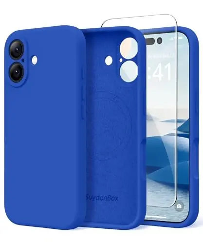 SuydanBox Magnetic for iPhone 16 Case, Compatible with MagSafe, [Screen Protector + Full Camera Protection], Silicone Shockproof Anti-Scratch Protective Phone Case for iPhone 16 6.1