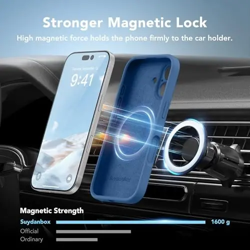 SuydanBox Magnetic for iPhone 16 Case, Compatible with MagSafe, [Screen Protector + Full Camera Protection], Silicone Shockproof Anti-Scratch Protective Phone Case for iPhone 16 6.1