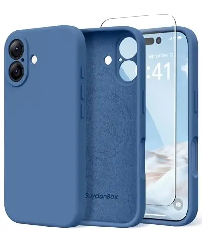 SuydanBox Magnetic for iPhone 16 Case, Compatible with MagSafe, [Screen Protector + Full Camera Protection], Silicone Shockproof Anti-Scratch Protective Phone Case for iPhone 16 6.1