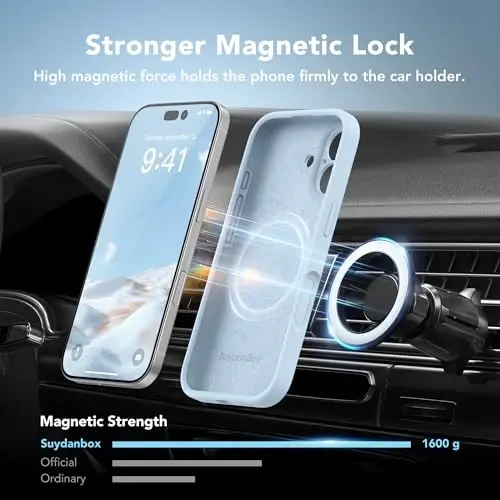 SuydanBox Magnetic for iPhone 16 Case, Compatible with MagSafe, [Screen Protector + Full Camera Protection], Silicone Shockproof Anti-Scratch Protective Phone Case for iPhone 16 6.1