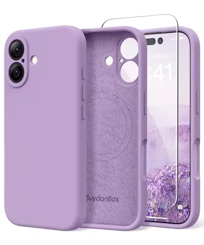 SuydanBox Magnetic for iPhone 16 Case, Compatible with MagSafe, [Screen Protector + Full Camera Protection], Silicone Shockproof Anti-Scratch Protective Phone Case for iPhone 16 6.1