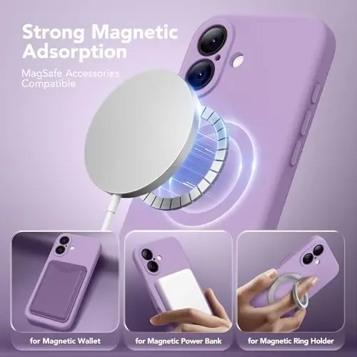SuydanBox Magnetic for iPhone 16 Case, Compatible with MagSafe, [Screen Protector + Full Camera Protection], Silicone Shockproof Anti-Scratch Protective Phone Case for iPhone 16 6.1