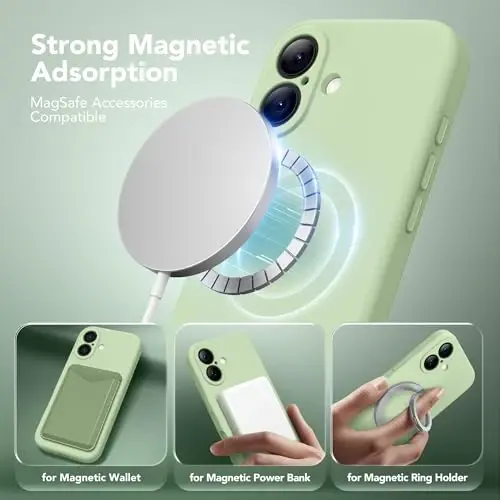 SuydanBox Magnetic for iPhone 16 Case, Compatible with MagSafe, [Screen Protector + Full Camera Protection], Silicone Shockproof Anti-Scratch Protective Phone Case for iPhone 16 6.1