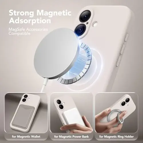 SuydanBox Magnetic for iPhone 16 Case, Compatible with MagSafe, [Screen Protector + Full Camera Protection], Silicone Shockproof Anti-Scratch Protective Phone Case for iPhone 16 6.1