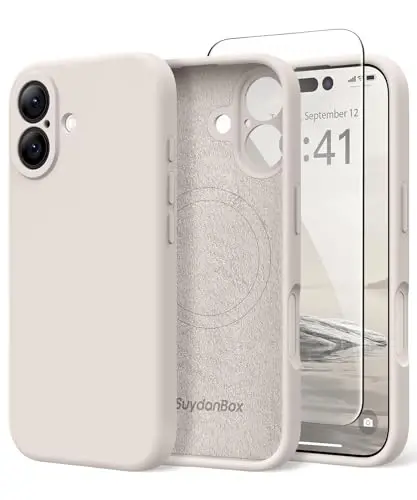 SuydanBox Magnetic for iPhone 16 Case, Compatible with MagSafe, [Screen Protector + Full Camera Protection], Silicone Shockproof Anti-Scratch Protective Phone Case for iPhone 16 6.1