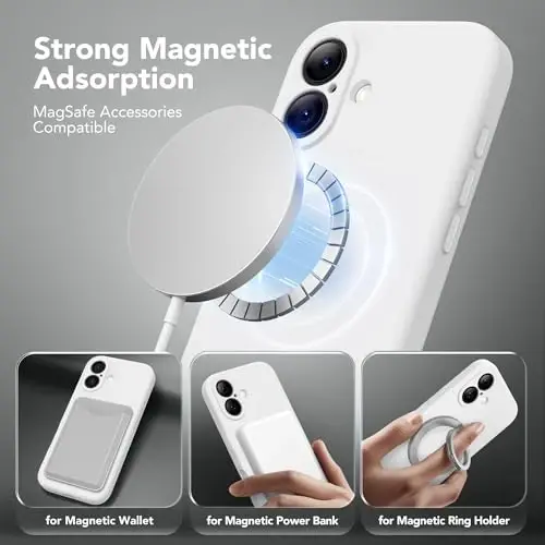 SuydanBox Magnetic for iPhone 16 Case, Compatible with MagSafe, [Screen Protector + Full Camera Protection], Silicone Shockproof Anti-Scratch Protective Phone Case for iPhone 16 6.1