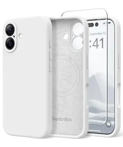 SuydanBox Magnetic for iPhone 16 Case, Compatible with MagSafe, [Screen Protector + Full Camera Protection], Silicone Shockproof Anti-Scratch Protective Phone Case for iPhone 16 6.1