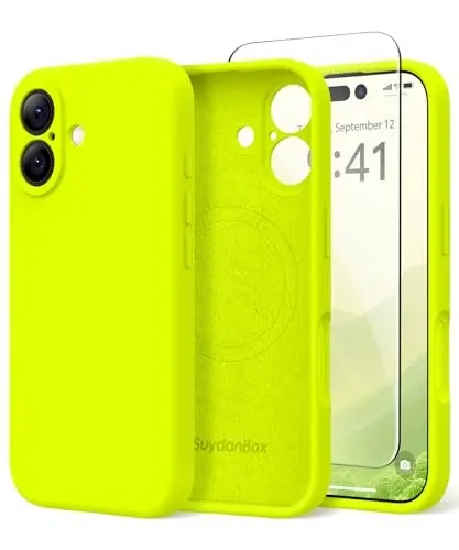 SuydanBox Magnetic for iPhone 16 Case, Compatible with MagSafe, [Screen Protector + Full Camera Protection], Silicone Shockproof Anti-Scratch Protective Phone Case for iPhone 16 6.1