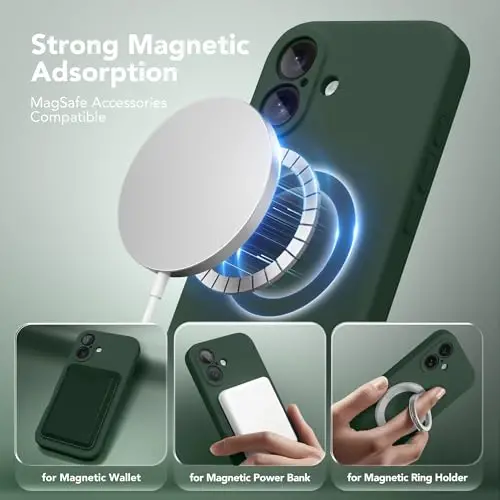 SuydanBox Magnetic for iPhone 16 Plus Case, Compatible with MagSafe, [Full Camera Protection][Screen Protector] Silicone Shockproof Protective Phone Case for iPhone 16 Plus 6.7