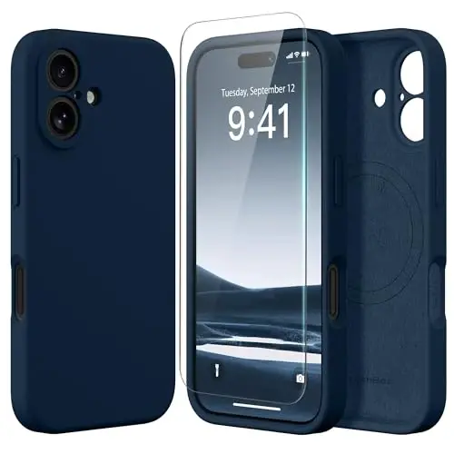 SuydanBox Magnetic for iPhone 16 Plus Case, Compatible with MagSafe, [Full Camera Protection][Screen Protector] Silicone Shockproof Protective Phone Case for iPhone 16 Plus 6.7