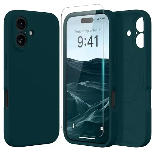 SuydanBox Magnetic for iPhone 16 Plus Case, Compatible with MagSafe, [Full Camera Protection][Screen Protector] Silicone Shockproof Protective Phone Case for iPhone 16 Plus 6.7
