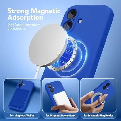 SuydanBox Magnetic for iPhone 16 Plus Case, Compatible with MagSafe, [Full Camera Protection][Screen Protector] Silicone Shockproof Protective Phone Case for iPhone 16 Plus 6.7