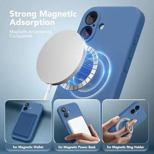 SuydanBox Magnetic for iPhone 16 Plus Case, Compatible with MagSafe, [Full Camera Protection][Screen Protector] Silicone Shockproof Protective Phone Case for iPhone 16 Plus 6.7