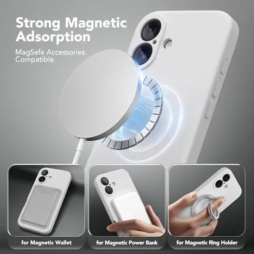 SuydanBox Magnetic for iPhone 16 Plus Case, Compatible with MagSafe, [Full Camera Protection][Screen Protector] Silicone Shockproof Protective Phone Case for iPhone 16 Plus 6.7