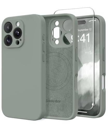 SuydanBox Magnetic for iPhone 16 Pro Case, Compatible with MagSafe, [Full Camera Protection][2 Screen Protectors] Silicone Shockproof Protective Phone Case for iPhone 16 Pro 6.3