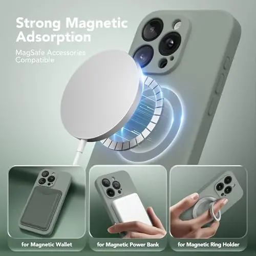 SuydanBox Magnetic for iPhone 16 Pro Case, Compatible with MagSafe, [Full Camera Protection][Screen Protector] Silicone Shockproof Protective Phone Case for iPhone 16 Pro 6.3