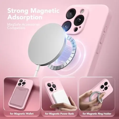 SuydanBox Magnetic for iPhone 16 Pro Case, Compatible with MagSafe, [Full Camera Protection][Screen Protector] Silicone Shockproof Protective Phone Case for iPhone 16 Pro 6.3