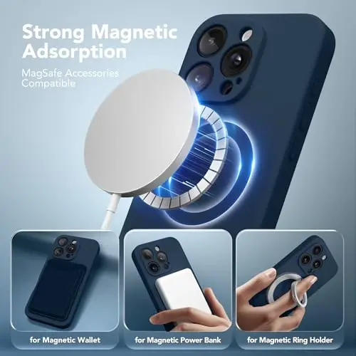 SuydanBox Magnetic for iPhone 16 Pro Case, Compatible with MagSafe, [Full Camera Protection][Screen Protector] Silicone Shockproof Protective Phone Case for iPhone 16 Pro 6.3