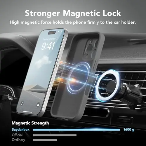 SuydanBox Magnetic for iPhone 16 Pro Case, Compatible with MagSafe, [Full Camera Protection][Screen Protector] Silicone Shockproof Protective Phone Case for iPhone 16 Pro 6.3