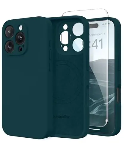 SuydanBox Magnetic for iPhone 16 Pro Case, Compatible with MagSafe, [Full Camera Protection][Screen Protector] Silicone Shockproof Protective Phone Case for iPhone 16 Pro 6.3