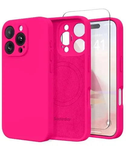 SuydanBox Magnetic for iPhone 16 Pro Case, Compatible with MagSafe, [Full Camera Protection][Screen Protector] Silicone Shockproof Protective Phone Case for iPhone 16 Pro 6.3