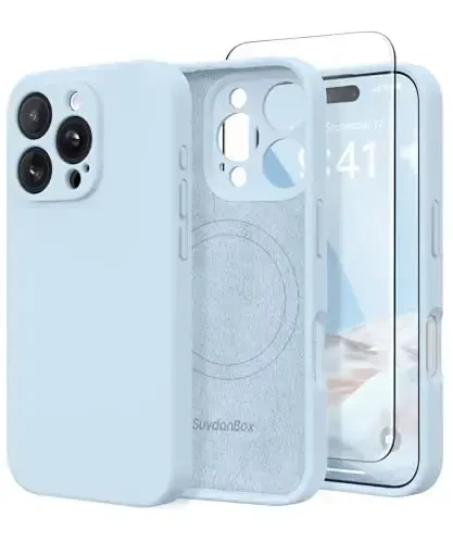 SuydanBox Magnetic for iPhone 16 Pro Case, Compatible with MagSafe, [Full Camera Protection][Screen Protector] Silicone Shockproof Protective Phone Case for iPhone 16 Pro 6.3