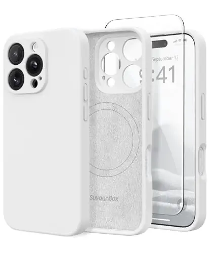 SuydanBox Magnetic for iPhone 16 Pro Case, Compatible with MagSafe, [Full Camera Protection][Screen Protector] Silicone Shockproof Protective Phone Case for iPhone 16 Pro 6.3