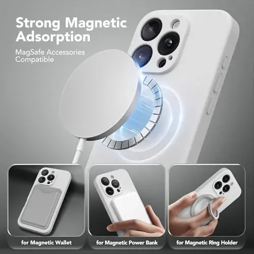 SuydanBox Magnetic for iPhone 16 Pro Case, Compatible with MagSafe, [Full Camera Protection][Screen Protector] Silicone Shockproof Protective Phone Case for iPhone 16 Pro 6.3