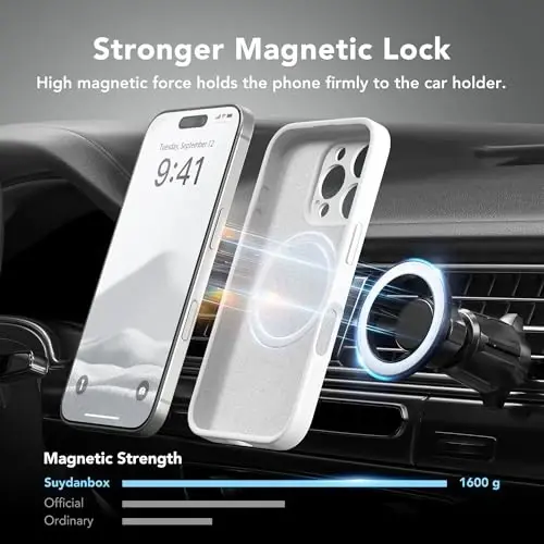 SuydanBox Magnetic for iPhone 16 Pro Case, Compatible with MagSafe, [Full Camera Protection][Screen Protector] Silicone Shockproof Protective Phone Case for iPhone 16 Pro 6.3