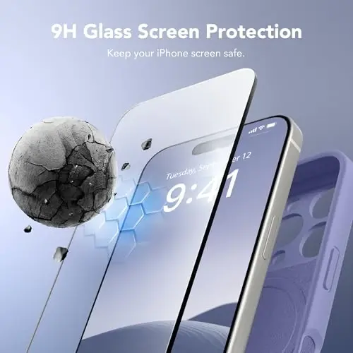SuydanBox Magnetic for iPhone 16 Pro Max Case, Compatible with MagSafe, [Full Camera Protection] [Screen Protector] Silicone Shockproof Protective Phone Case for iPhone 16 Pro Max, Lavender Gray - 5
