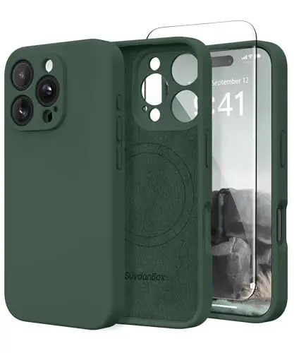 SuydanBox Magnetic for iPhone 16 Pro Max Case, Compatible with MagSafe, [Full Camera Protection][Screen Protector] Silicone Shockproof Protective Phone Case for iPhone 16 Pro Max 6.9