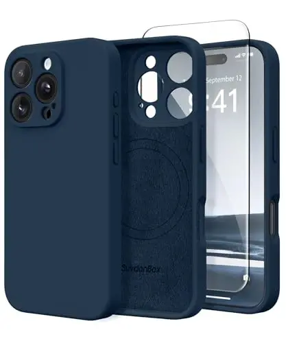 SuydanBox Magnetic for iPhone 16 Pro Max Case, Compatible with MagSafe, [Full Camera Protection][Screen Protector] Silicone Shockproof Protective Phone Case for iPhone 16 Pro Max 6.9