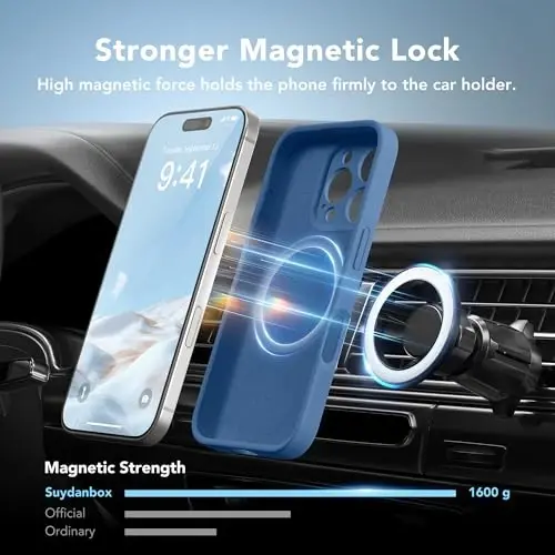 SuydanBox Magnetic for iPhone 16 Pro Max Case, Compatible with MagSafe, [Full Camera Protection][Screen Protector] Silicone Shockproof Protective Phone Case for iPhone 16 Pro Max 6.9