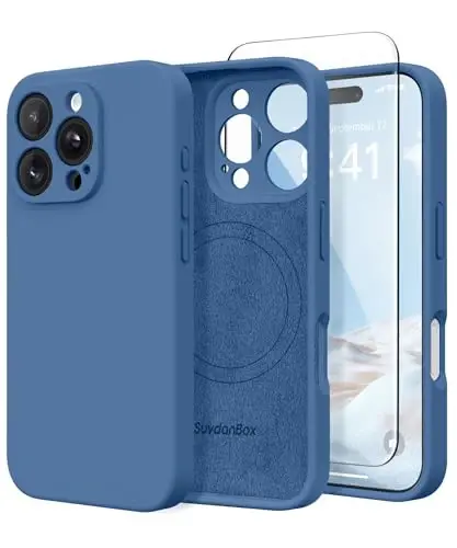 SuydanBox Magnetic for iPhone 16 Pro Max Case, Compatible with MagSafe, [Full Camera Protection][Screen Protector] Silicone Shockproof Protective Phone Case for iPhone 16 Pro Max 6.9