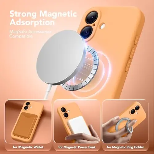 SuydanBox Magnetic for iPhone 17 Case, Compatible with MagSafe, [Full Camera Protection][Screen Protector] Silicone Shockproof Protective Phone Case for iPhone 17 6.3