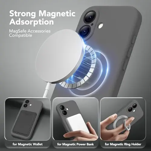 SuydanBox Magnetic for iPhone 17 Case, Compatible with MagSafe, [Full Camera Protection][Screen Protector] Silicone Shockproof Protective Phone Case for iPhone 17 6.3