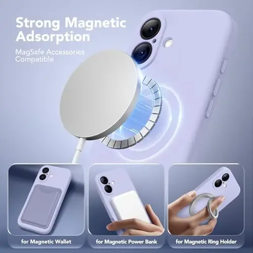SuydanBox Magnetic for iPhone 17 Case, Compatible with MagSafe, [Full Camera Protection][Screen Protector] Silicone Shockproof Protective Phone Case for iPhone 17 6.3